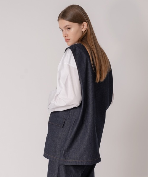 「ONCILY」 ベスト MEDIUM インディゴブルー メンズ_画像3