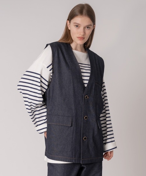 「ONCILY」 ベスト MEDIUM インディゴブルー メンズ_画像5