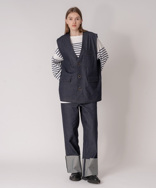 「ONCILY」 ベスト MEDIUM インディゴブルー メンズ_画像8