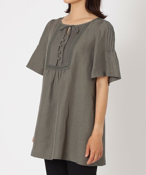 「TO BE CHIC」 半袖チュニック 42 ダークネイビー レディース_画像2