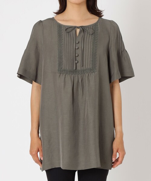「TO BE CHIC」 半袖チュニック 42 ダークネイビー レディース_画像3