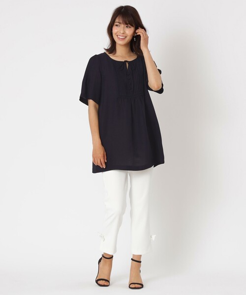 「TO BE CHIC」 半袖チュニック 42 ダークネイビー レディース_画像4