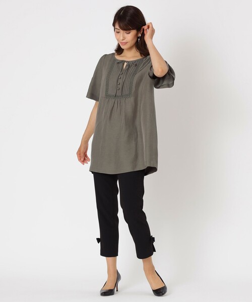 「TO BE CHIC」 半袖チュニック 42 ダークネイビー レディース_画像5