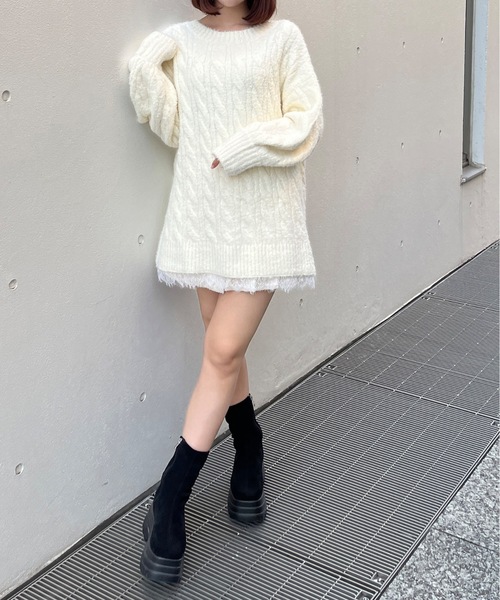 「one way」 ニットワンピース FREE ブラウン レディース_画像3