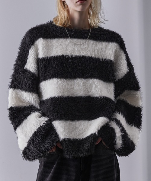 「Loose/ルース」 長袖ニット L グレー メンズ_画像2