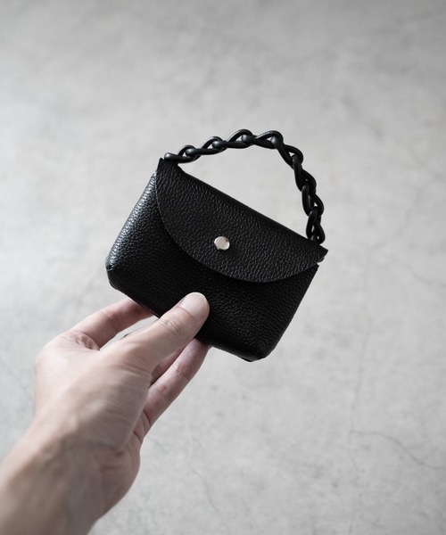 SENTI（センティ） ポーチ 「 」SHRINK LEATHER CHAIN HANDLE POUCH