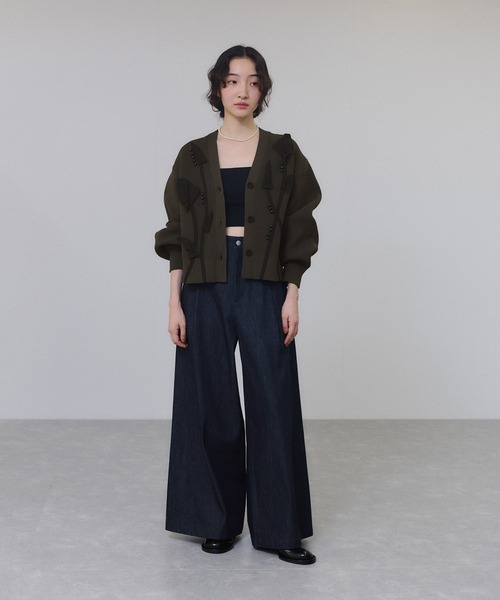 「ADAM ET ROPE'」 ニットカーディガン FREE チャコールグレー レディース_画像5