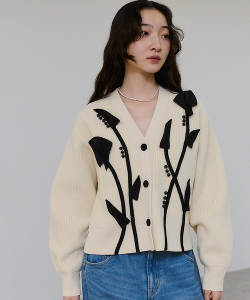 「ADAM ET ROPE'」 ニットカーディガン FREE チャコールグレー レディース_画像7