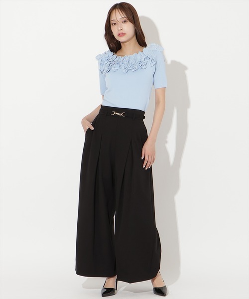 AND COUTURE（アンドクチュール） ニット セーター フリルボートネック 
