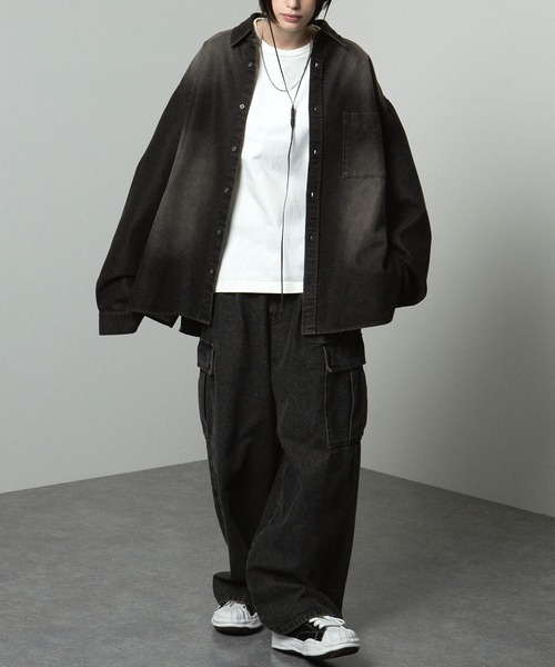 「Alfred Alex」 長袖シャツ M ブラック メンズの画像2