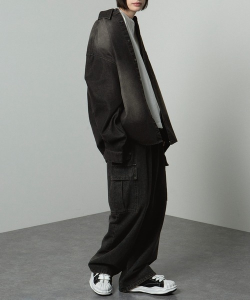 「Alfred Alex」 長袖シャツ M ブラック メンズの画像5