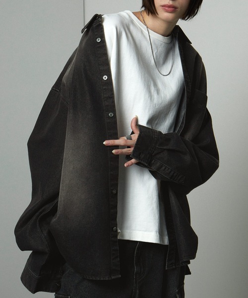 「Alfred Alex」 長袖シャツ M ブラック メンズの画像8