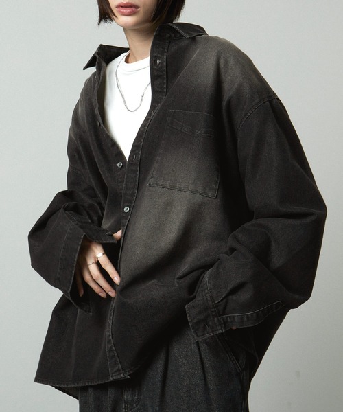 「Alfred Alex」 長袖シャツ M ブラック メンズの画像9