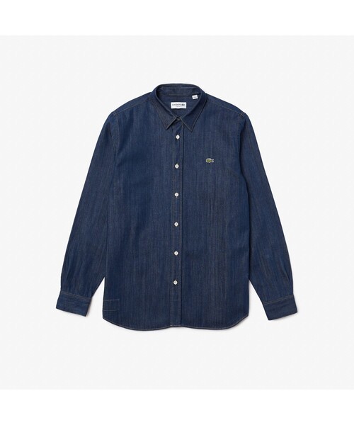 「LACOSTE」 長袖シャツ 39 インディゴブルー メンズの画像
