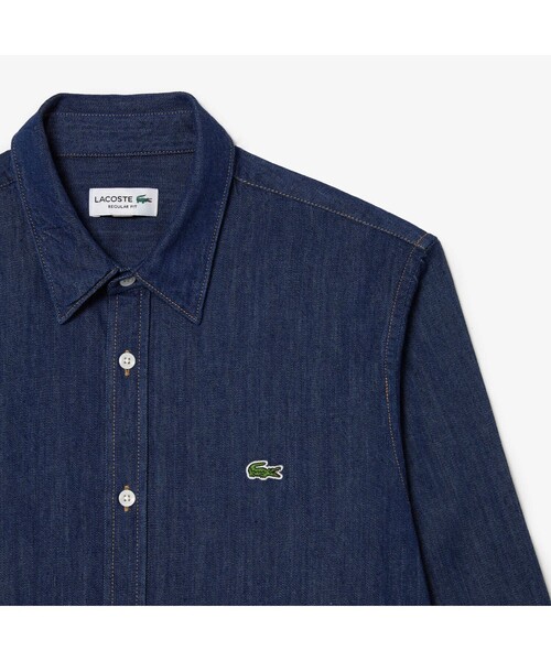 「LACOSTE」 長袖シャツ 39 インディゴブルー メンズの画像