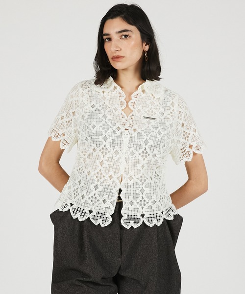 ブラウス シャツ 「2026Summer Pre-Order」スカラップクローバーレーストップ / Scallop Clover Lace Topの画像