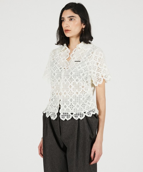 ブラウス シャツ 「2026Summer Pre-Order」スカラップクローバーレーストップ / Scallop Clover Lace Topの画像