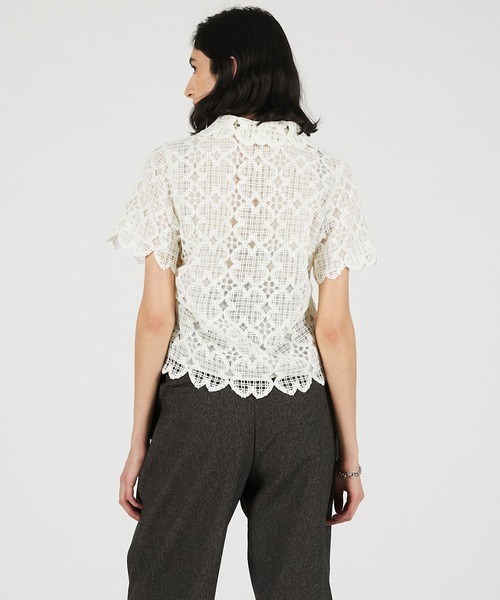 ブラウス シャツ 「2026Summer Pre-Order」スカラップクローバーレーストップ / Scallop Clover Lace Topの画像