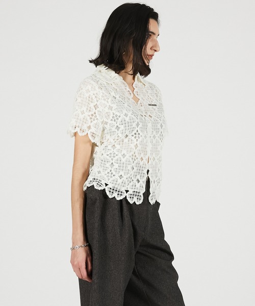 ブラウス シャツ 「2026Summer Pre-Order」スカラップクローバーレーストップ / Scallop Clover Lace Topの画像
