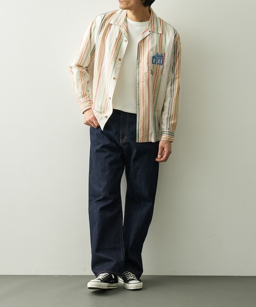 シャツ 「KHOKI/コッキ」Hand-Embroidered Stripe Shirt メンズの画像