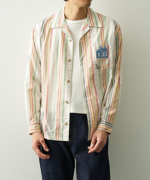 シャツ 「KHOKI/コッキ」Hand-Embroidered Stripe Shirt メンズの画像