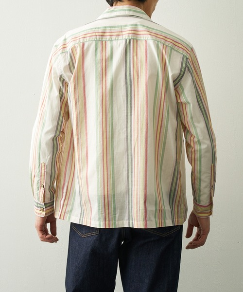 シャツ 「KHOKI/コッキ」Hand-Embroidered Stripe Shirt メンズの画像