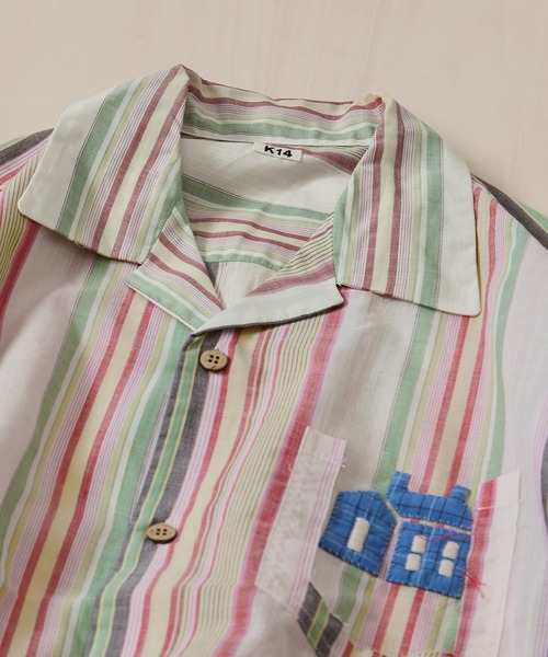 シャツ 「KHOKI/コッキ」Hand-Embroidered Stripe Shirt メンズの画像