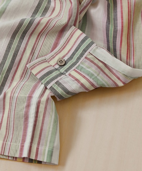 シャツ 「KHOKI/コッキ」Hand-Embroidered Stripe Shirt メンズの画像