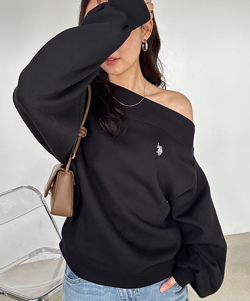 「U.S. POLO ASSN.」 スウェットカットソー M ネイビー レディース_画像2