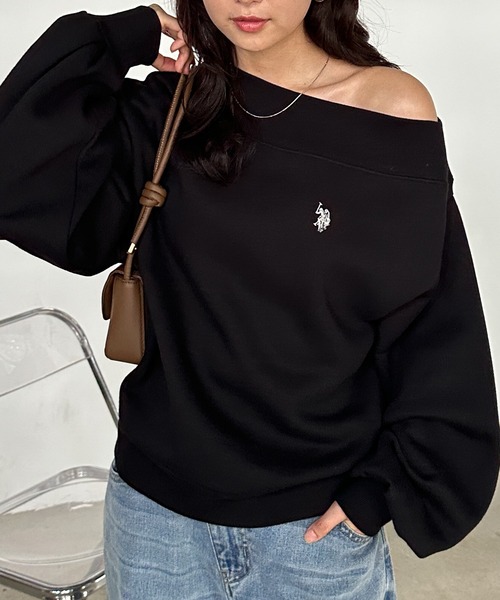 「U.S. POLO ASSN.」 スウェットカットソー M ネイビー レディース_画像4