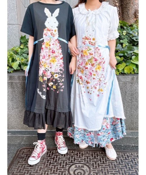 スカート フラワーチェックプリントスカートの画像