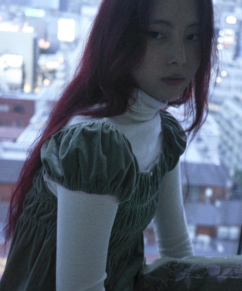 igi tシャツ 半袖 VELOUR SHIRRED TOP / ベロアシャーリングトップス 