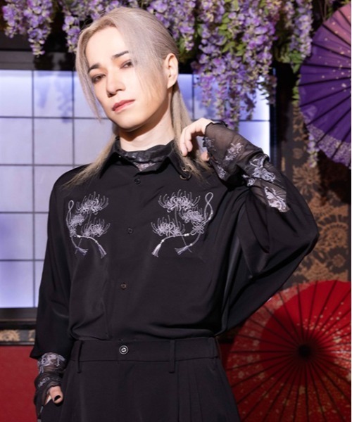 REZEN（リゼン） シャツ 彼岸花刺繍半袖シャツ メンズ : ZOZOTOWN