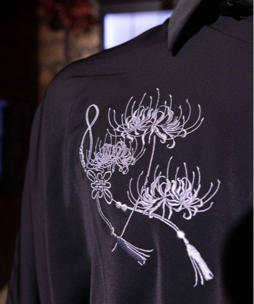 REZEN（リゼン） シャツ 半袖 彼岸花刺繍半袖シャツ メンズ : ZOZOTOWN