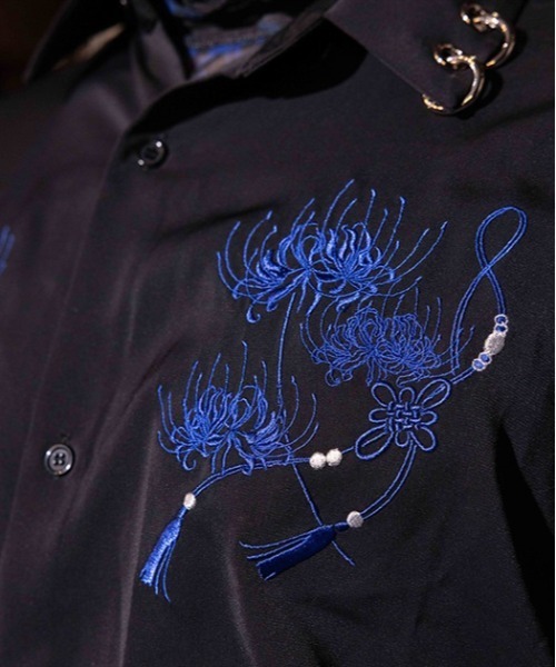 REZEN（リゼン） シャツ 彼岸花刺繍半袖シャツ メンズ : ZOZOTOWN