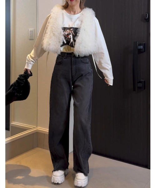 「Re:EDIT」 デニムパンツ MEDIUM ネイビー レディース_画像9