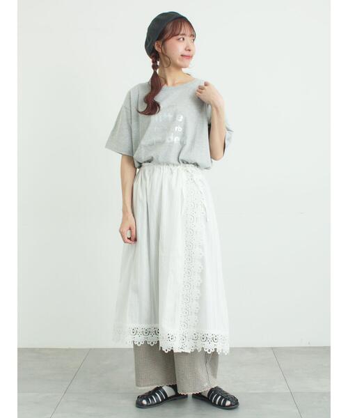 パンツ 「SA刺繍」裾レースドロワーズパンツ レディースの画像