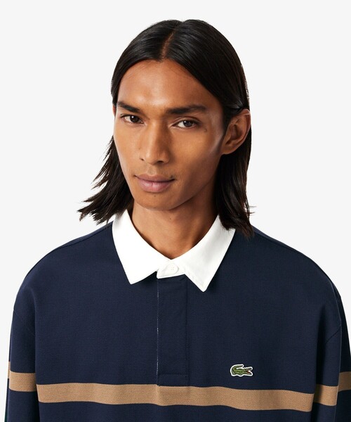 LACOSTEポロシャツ ボーダー USLサイズ LACOSTE（ラコステ） ポロシャツ ボーダーラガーポロシャツ メンズ