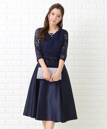 美品✨レース マザーズドレス Aライン リボン ネイビー