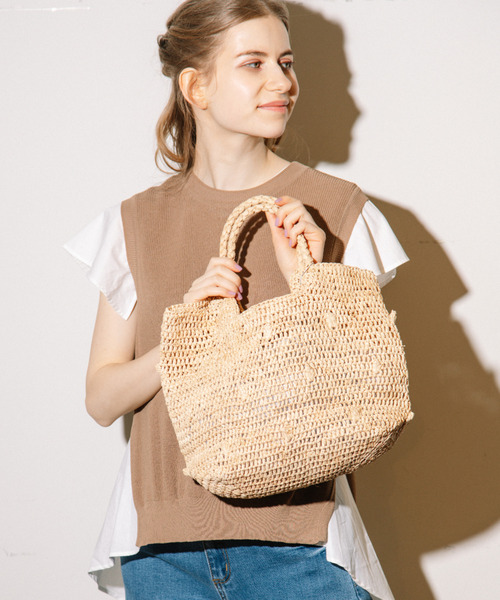 バッグ カゴバッグ カシュカシュ Cachecache ポップコーン編みラフィアトートバッグ Zozotown Paypayモール店 通販 Paypayモール