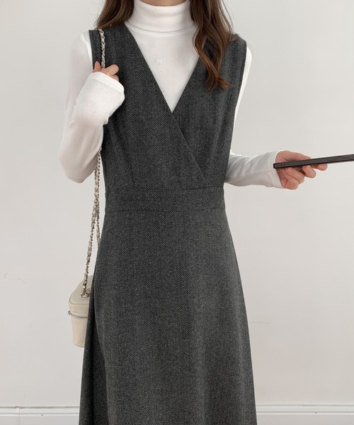 ABITOKYO ジャンパースカート ツイード カシュクールAラインフレア