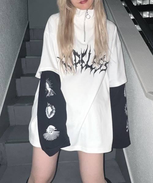 MAROCORE tシャツ ボーダー / トライバルファイヤー 袖プリント