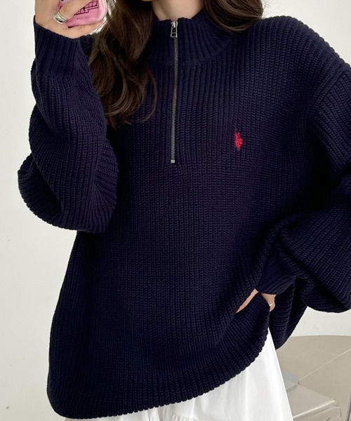 U.S. POLO ASSN. ポニー クオータージップ ケーブルセーター U.S. POLO ASSN. ニット セーター Ada./U.S. ASSN./ユーエスポロ