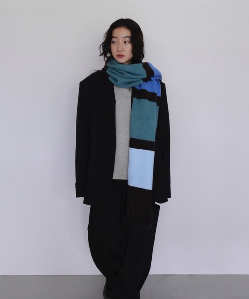 Uenui マフラー ストール 「ZOZO限定」ボリューム ボーダー マフラー