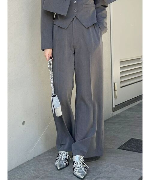 EVRIS パンツ ハイウエストタックワイドパンツ「セットアップ