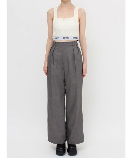 EVRIS パンツ ハイウエストタックワイドパンツ「セットアップ