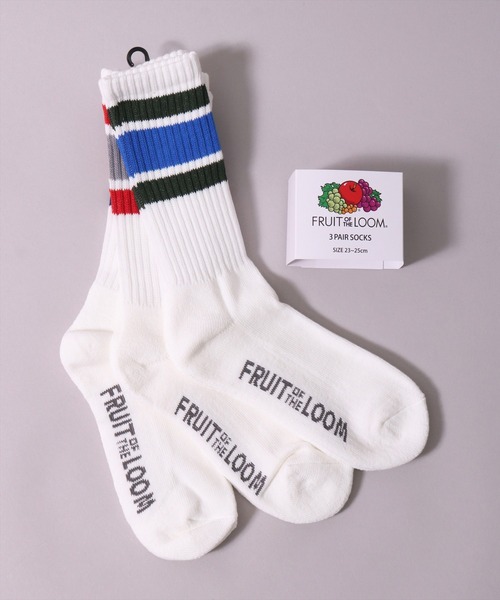 FRUIT OF THE LOOM 靴下 (GA)「FRUIT LOOM」「3足セット」ライン