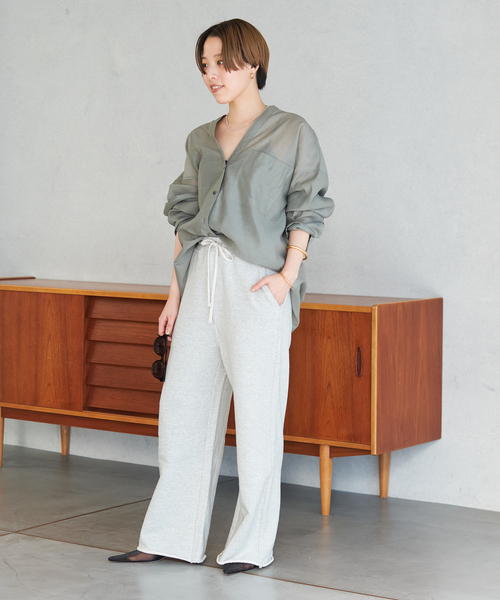 新品未使用　plage スウェットワイドストレートパンツ　グレー　38 plage 「追加」スウェットワイドストレートパンツ レディース