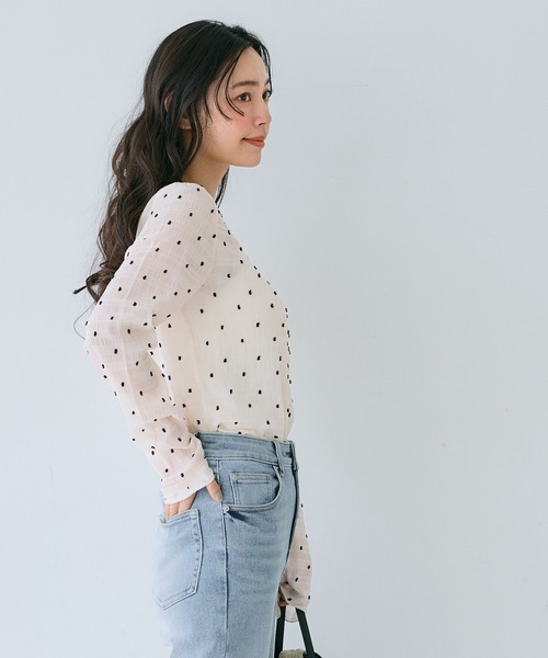 トップス　ドット タックショルダードットブラウス – Lallia Mù