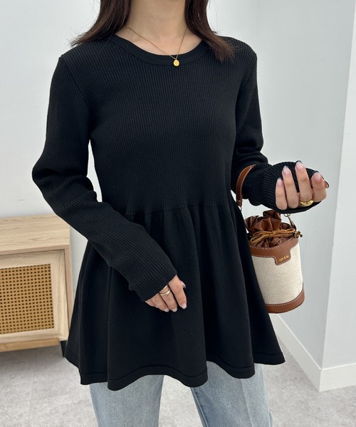 RANAN（ラナン） ニット セーター リブフリルペプラムニット